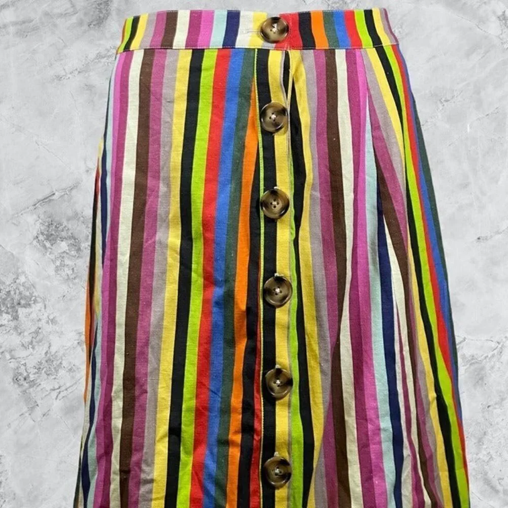 LPA Button Up Midi Skirt - Rainbow Stripe